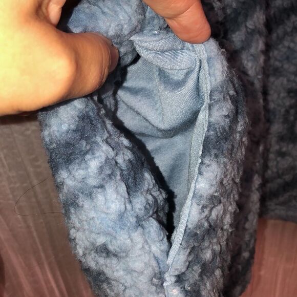 Home Free M Blue Navy Sherpa Teddy Pullover Quarter Zip Sweatshirt - Picture 8 of 15